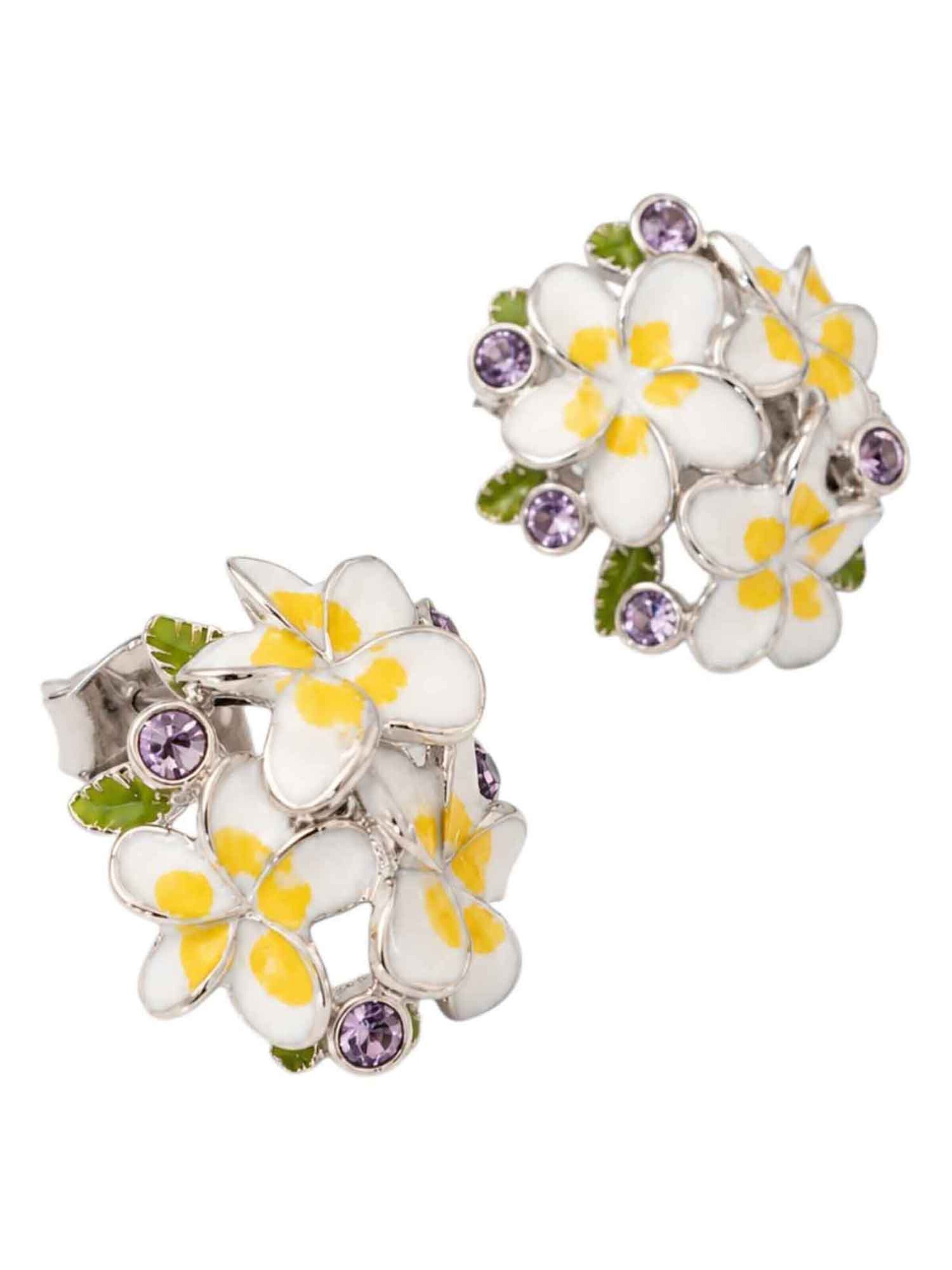 RteRme Earrings 'Violet Zirconia Flower Gold Earrings' in Silver