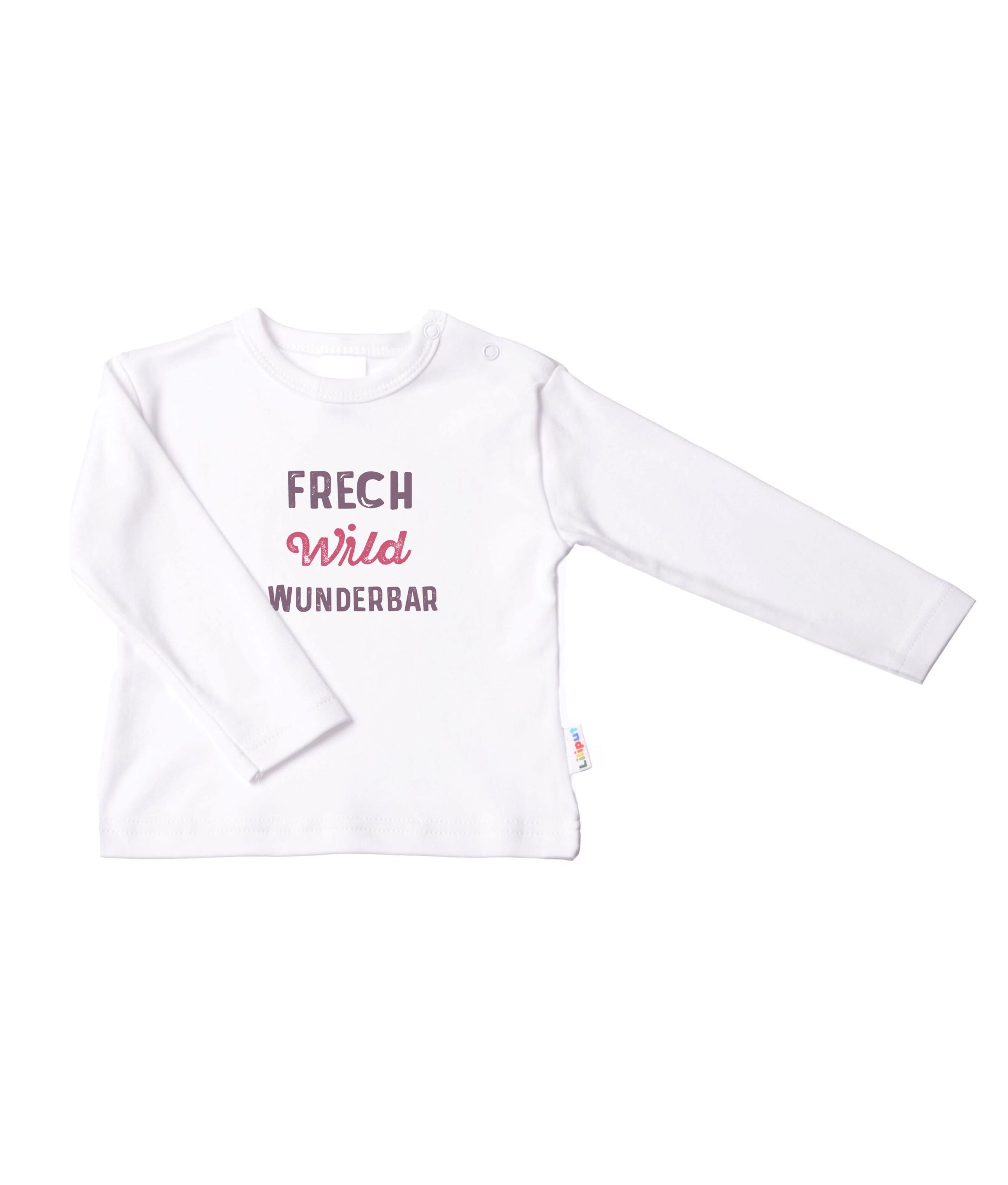 LILIPUT Shirt 'Frech - Wild - Wunderbar' in White: front