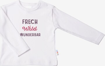 LILIPUT Niedliches Langarmshirt mit 'Frech - Wild - Wunderbar'-Print in Weiß: front