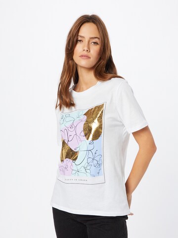 PIECES Shirt 'FACES' in White: front