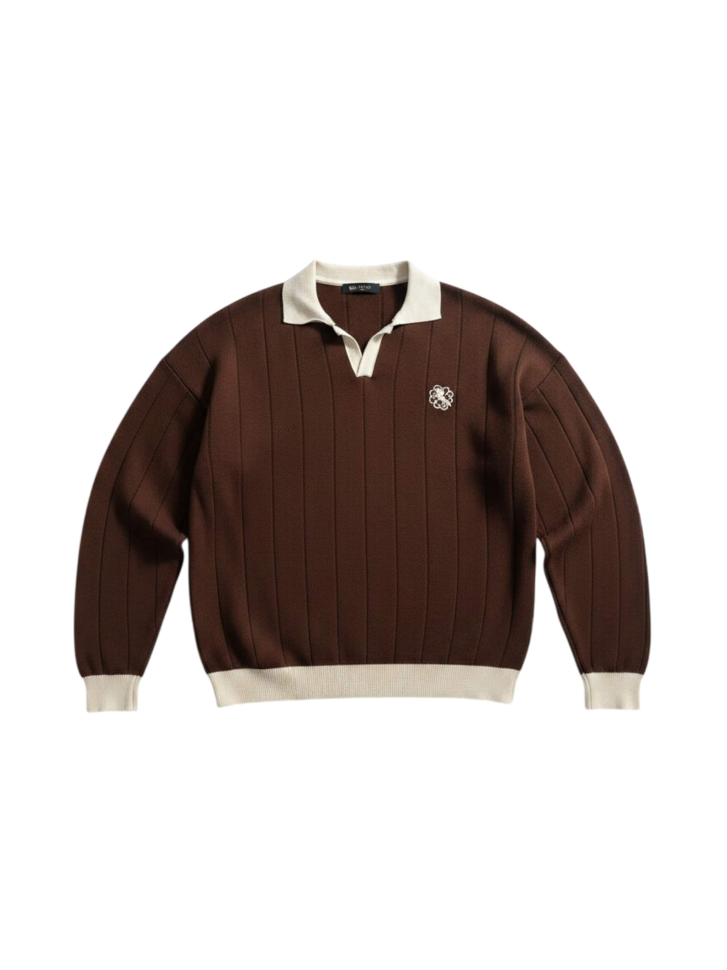 Kleidermafia Pullover 'Oversized Embroidered Polo Sweater - Brown'‌ in S in braun, Produktansicht