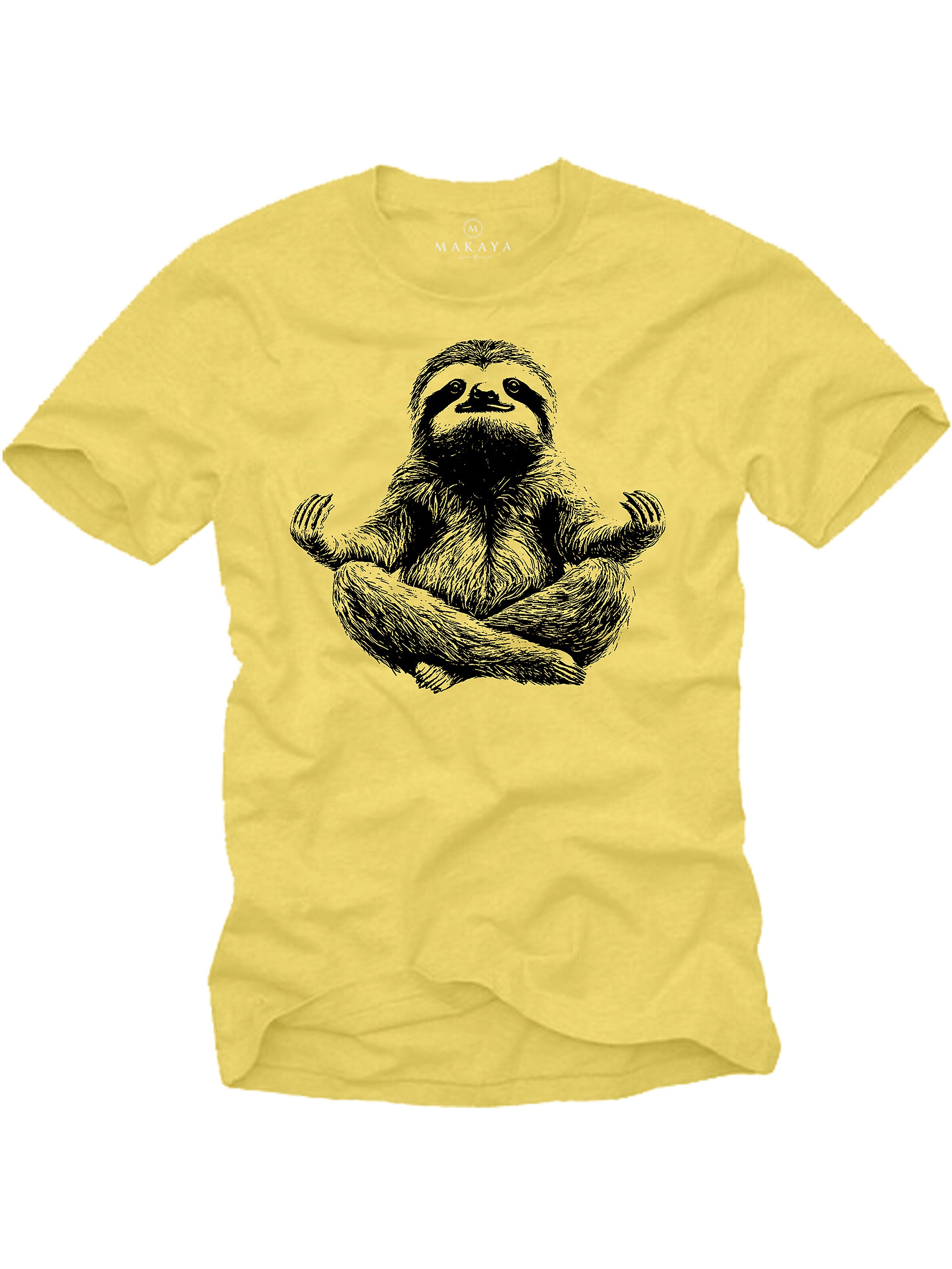 MAKAYA Shirt 'Meditation Sloth' in Yellow: front