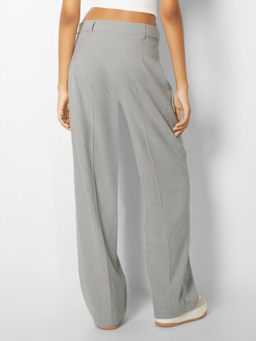 Bershka Wide leg Trousers with creases in Grey