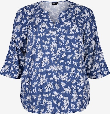 Zizzi - Camisa de pijama 'Mcecilie' em azul: frente