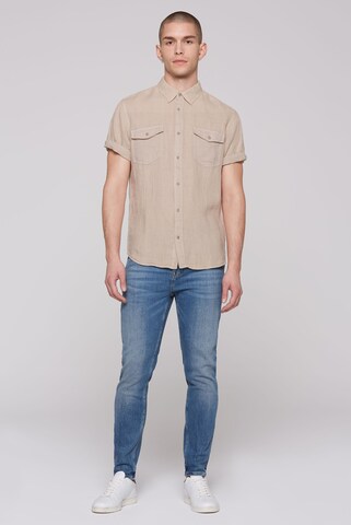 CMPD Slim fit Button Up Shirt in Beige