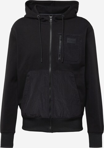 Calvin Klein Jeans Zip-Up Hoodie in Black: front
