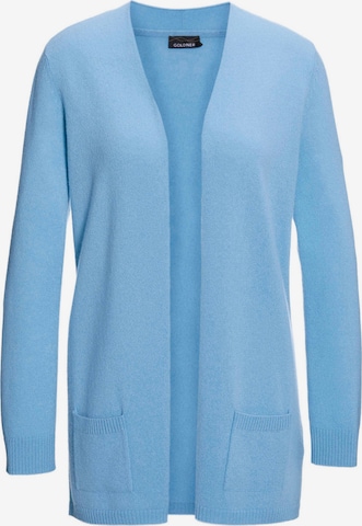 Goldner Strickjacke in Blau: Vorderseite