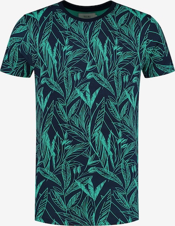 Shiwi Shirt 'Scratched Leaves' in Blue: front