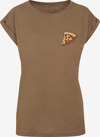 Merchcode Shirt 'Pizza Comic' in Bruin: voorkant