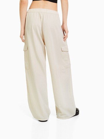 Bershka Wide Leg Hose in Beige