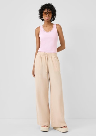 Wide Leg Pantalon QS en beige