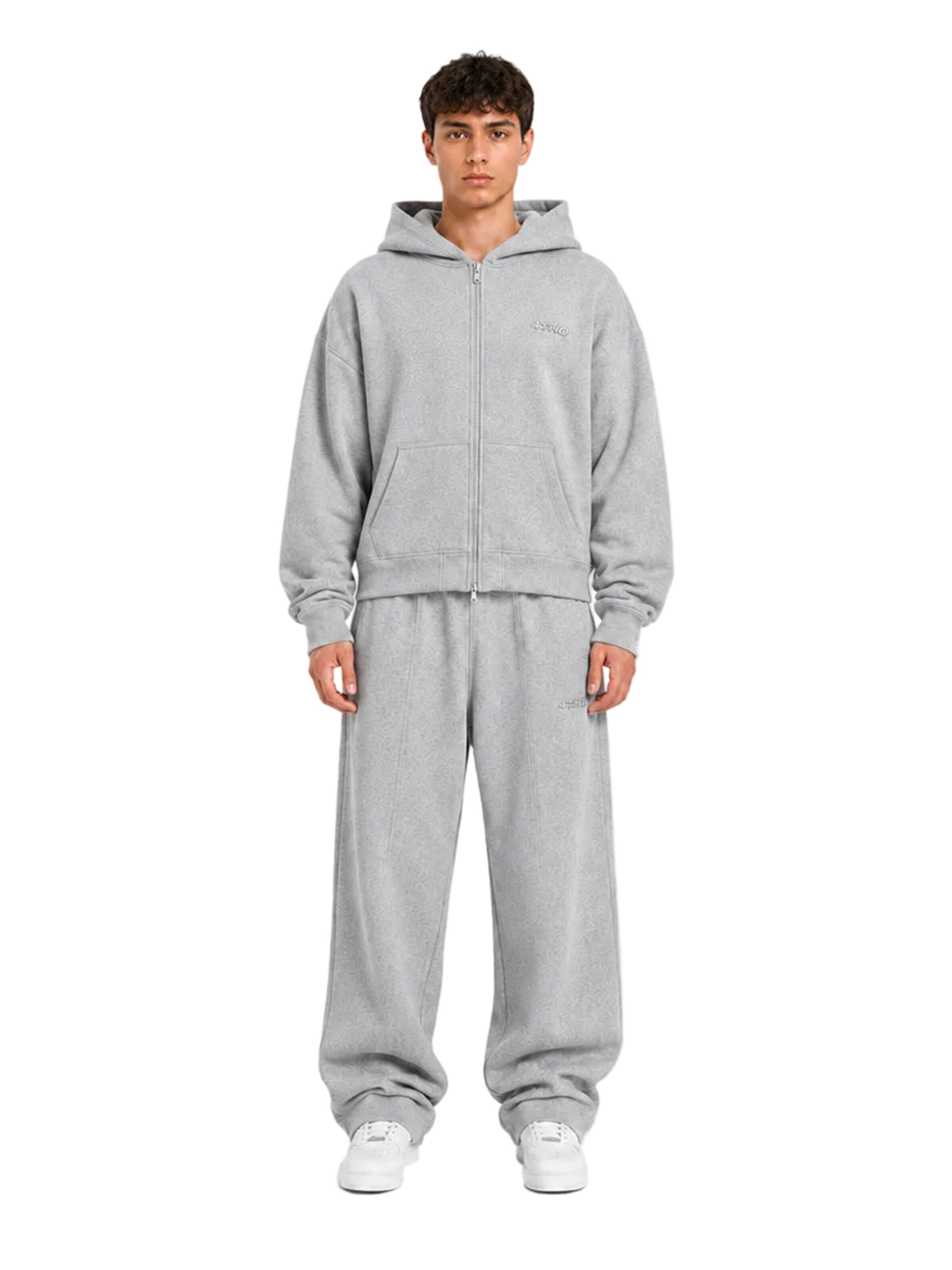 4thD Collegetakki 'Zip Hoodie - Grey Melange' värissä harmaa
