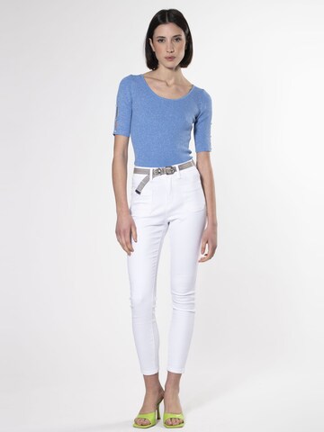 Influencer Tričko ' Ribbed lurex pull ' – modrá