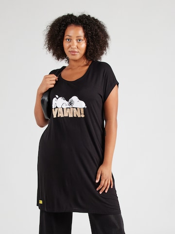 ONLY Carmakoma - Camiseta 'CARSNOOPY' en negro: frente