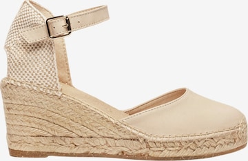 Sandalo con cinturino 'Alpargata Cuña 7 cm' di Alhamas in beige: frontale