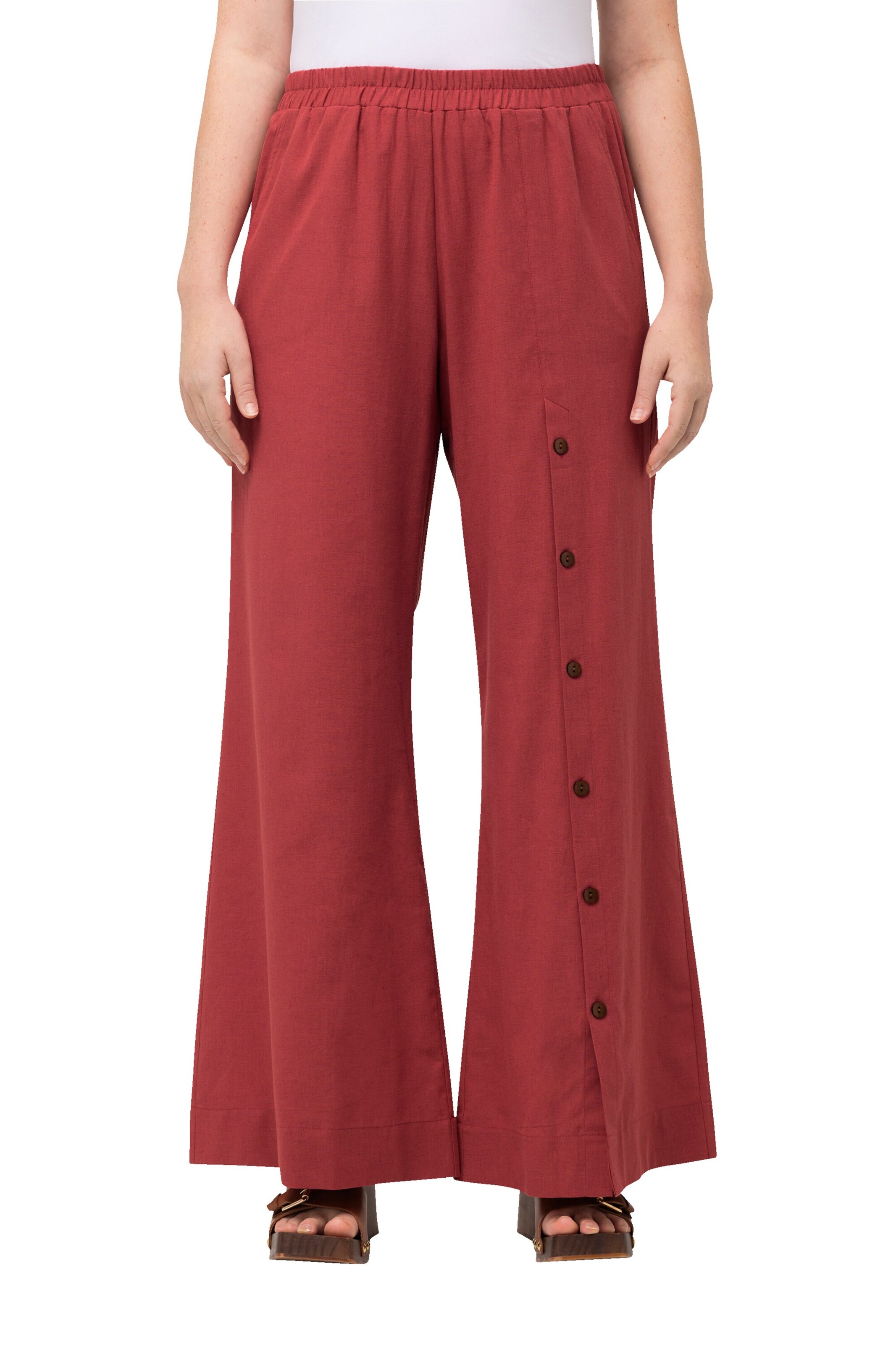 Ulla Popken Wide leg Broek in Rood: voorkant