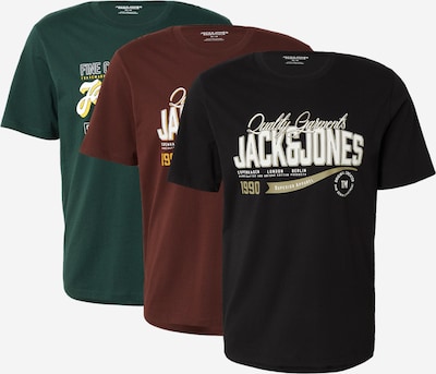 XS dydžio Marškinėliai iš JACK & JONES, spalva – ruda / tamsiai žalia / juoda / balta, Prekių apžvalga