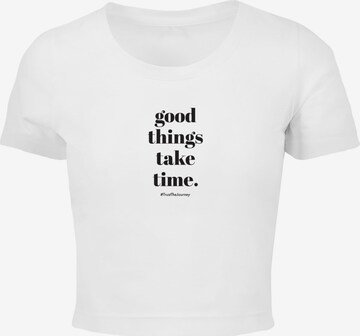 Merchcode Shirt 'Good Things Take Time' in Wit: voorkant