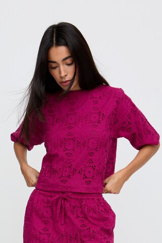 RAFFYA Bluse 'Opal Broderie Anglaise' in Rot: Vorderseite