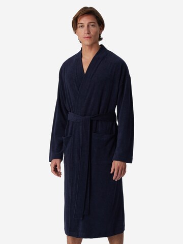 SCHIESSER Bademantel lang 'Feather Terry'‌‌‌‌‌‌‌ in Blau
