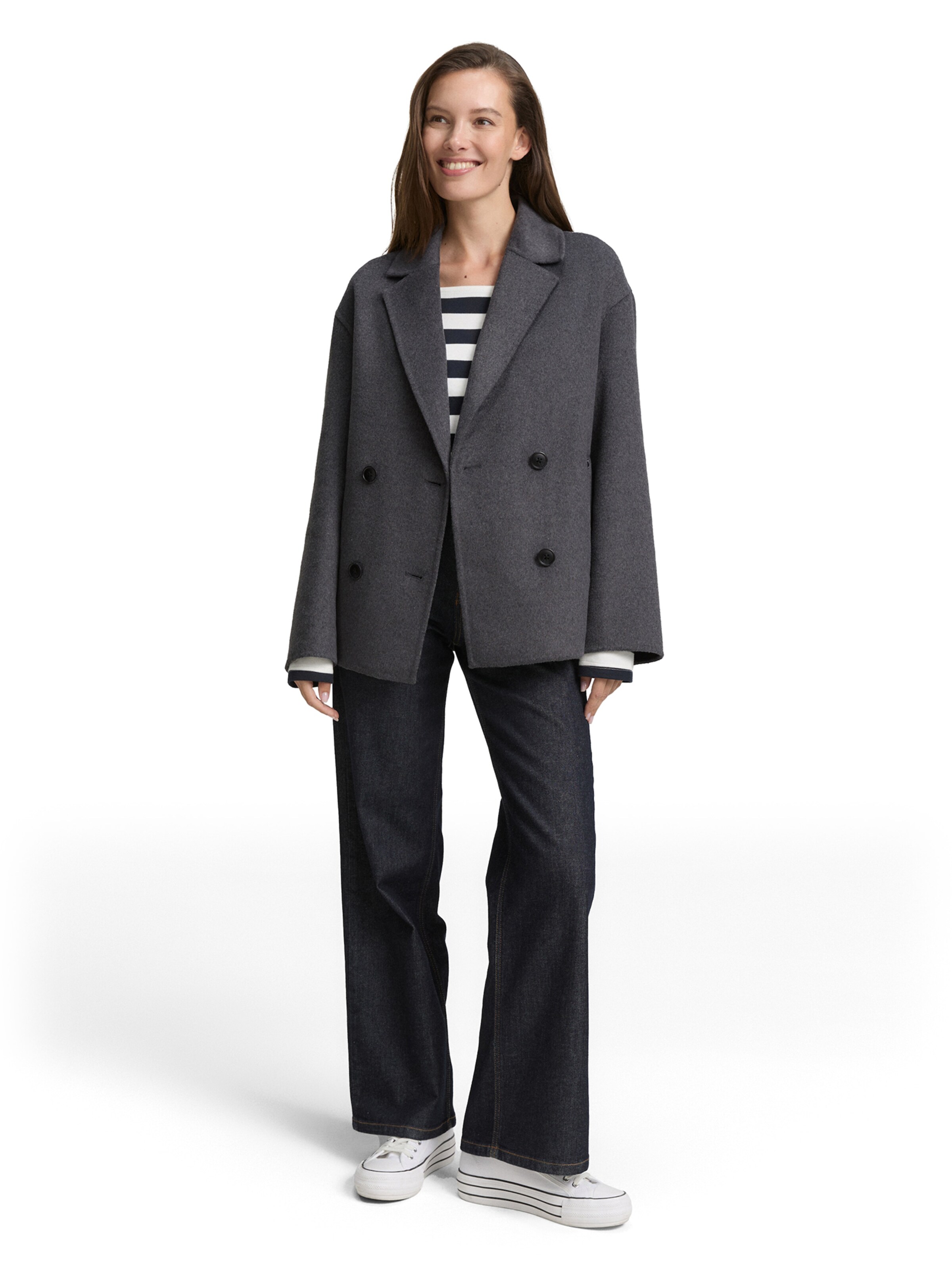 TOM TAILOR Демисезонная куртка 'Caban' в Серый