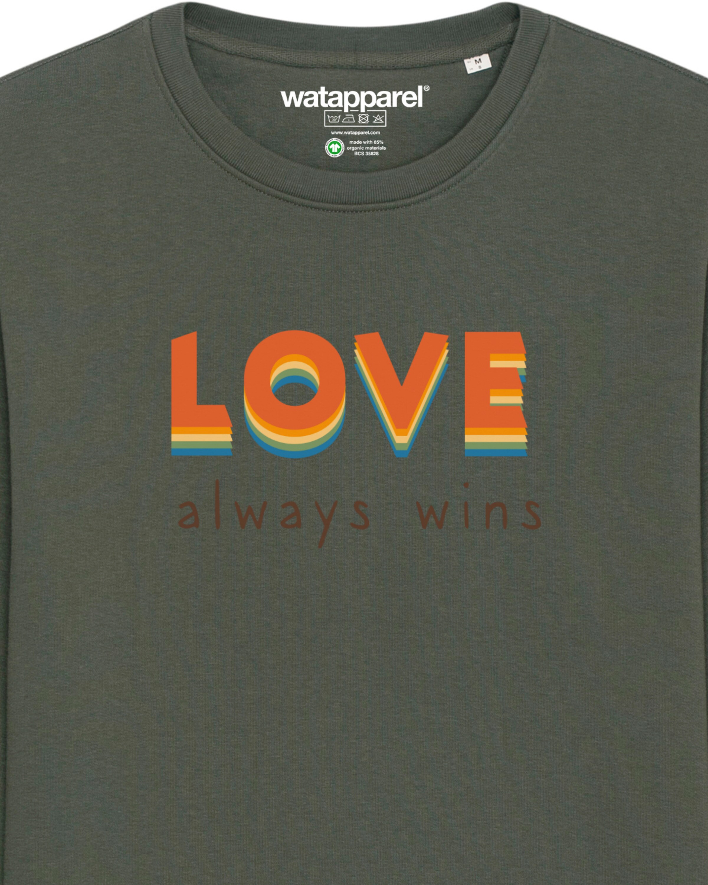 Watapparel Sweatshirt ' Love always wins ' in Groen