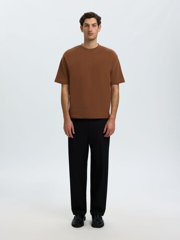 T-Shirt 'SLHOscar' SELECTED en marron