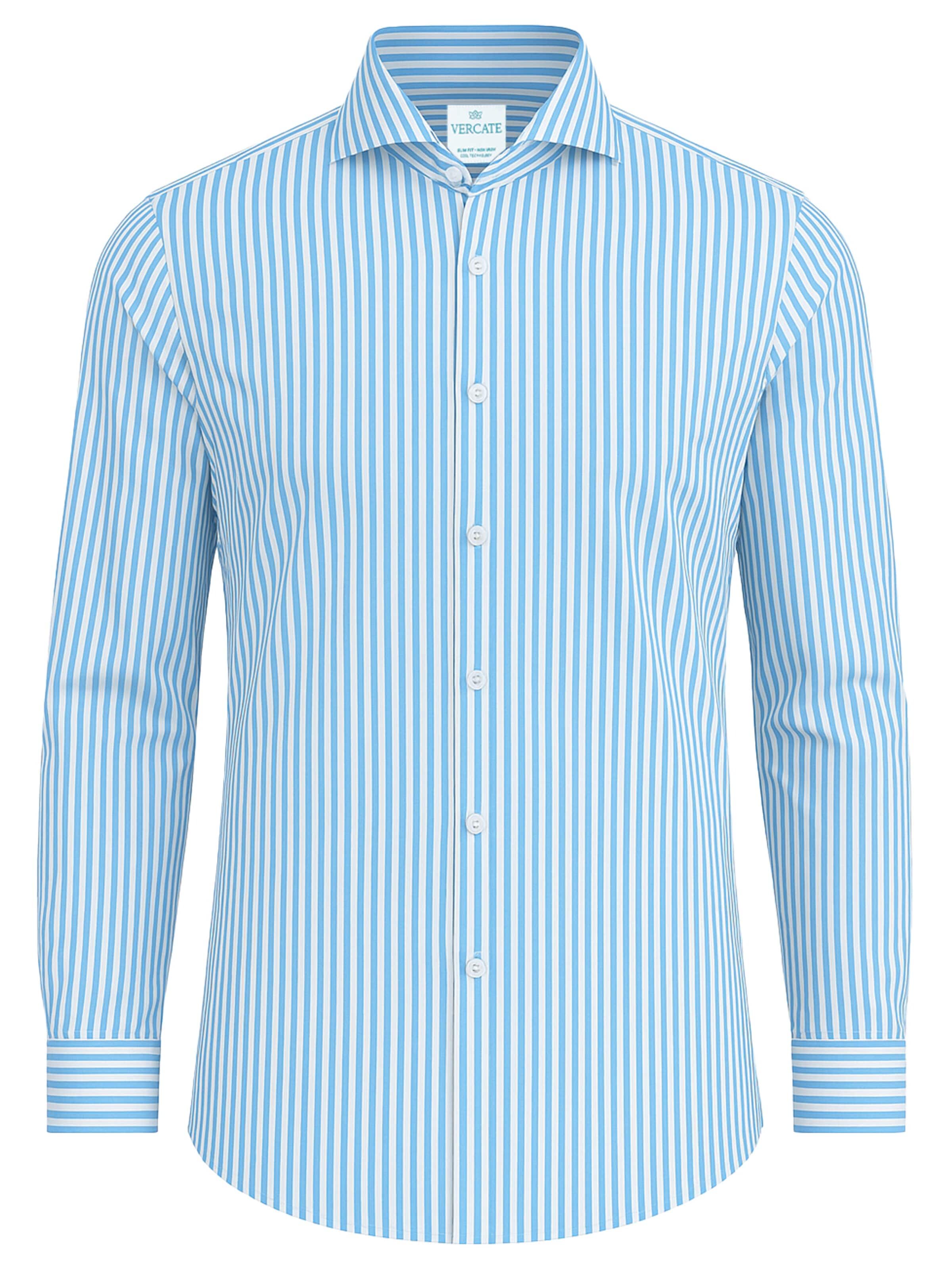 Vercate Slim fit Button Up Shirt 'No. 6' in Blue: front