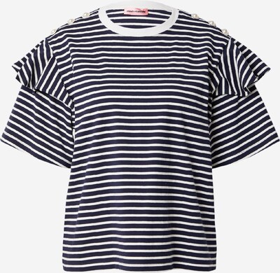 Custommade T-shirt en bleu marine / blanc cassé, Vue avec produit