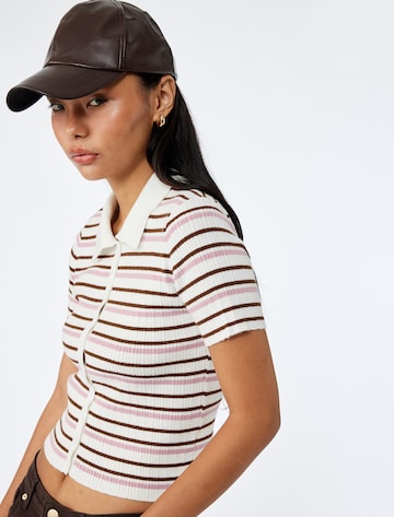 Koton Knit Cardigan in Brown: front