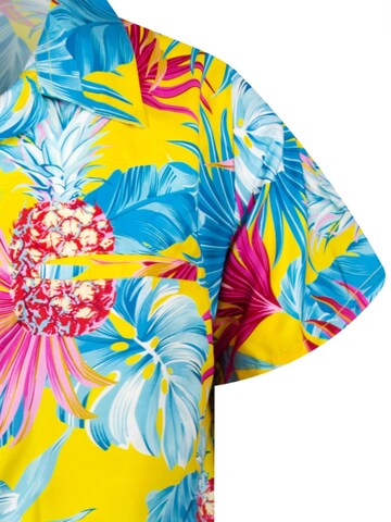 King Kameha Shirt 'Pineapple Leaves' in Gelb