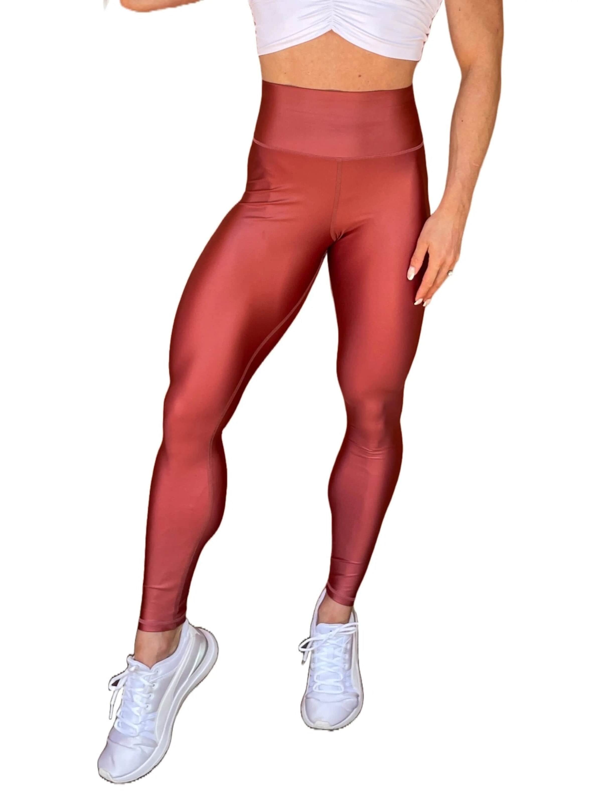 LUXFEEL Skinny Leggings 'High-Waist Pearl Shine Leggings' in Brown