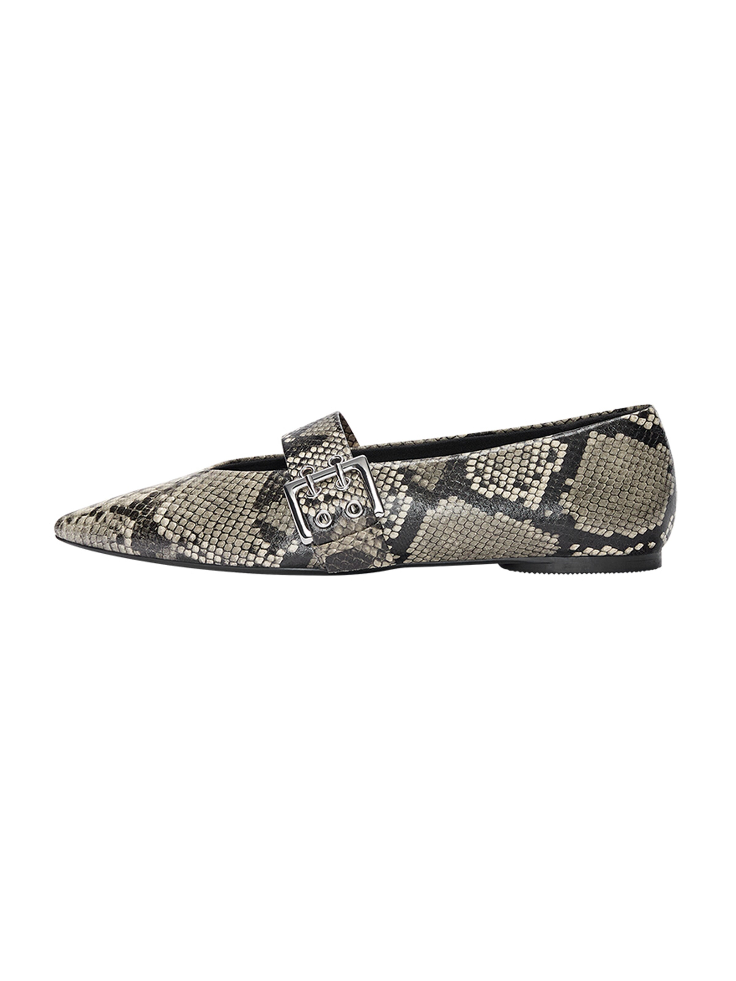 Pull&Bear Ballet Flats with Strap in Grey