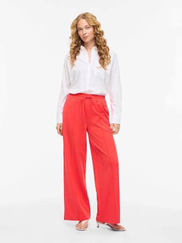 VILA Wide leg Pleat-front trousers 'VIClua' in Red