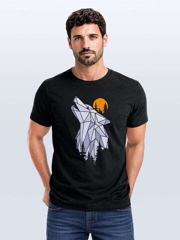 Neverless Shirt 'Polygon Wolf' in Black: front