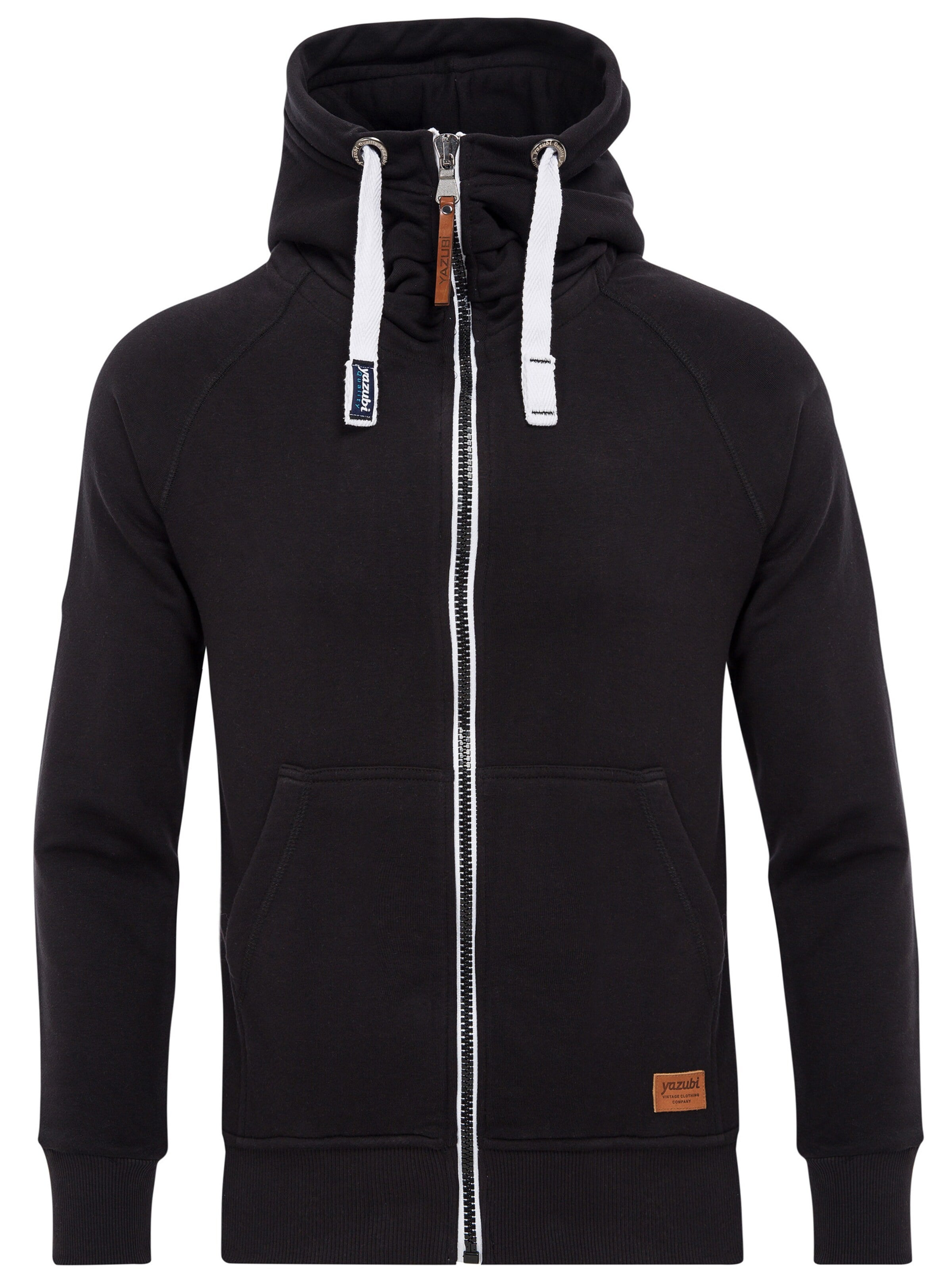yazubi Zip-Up Hoodie 'Jacob' in Black: front