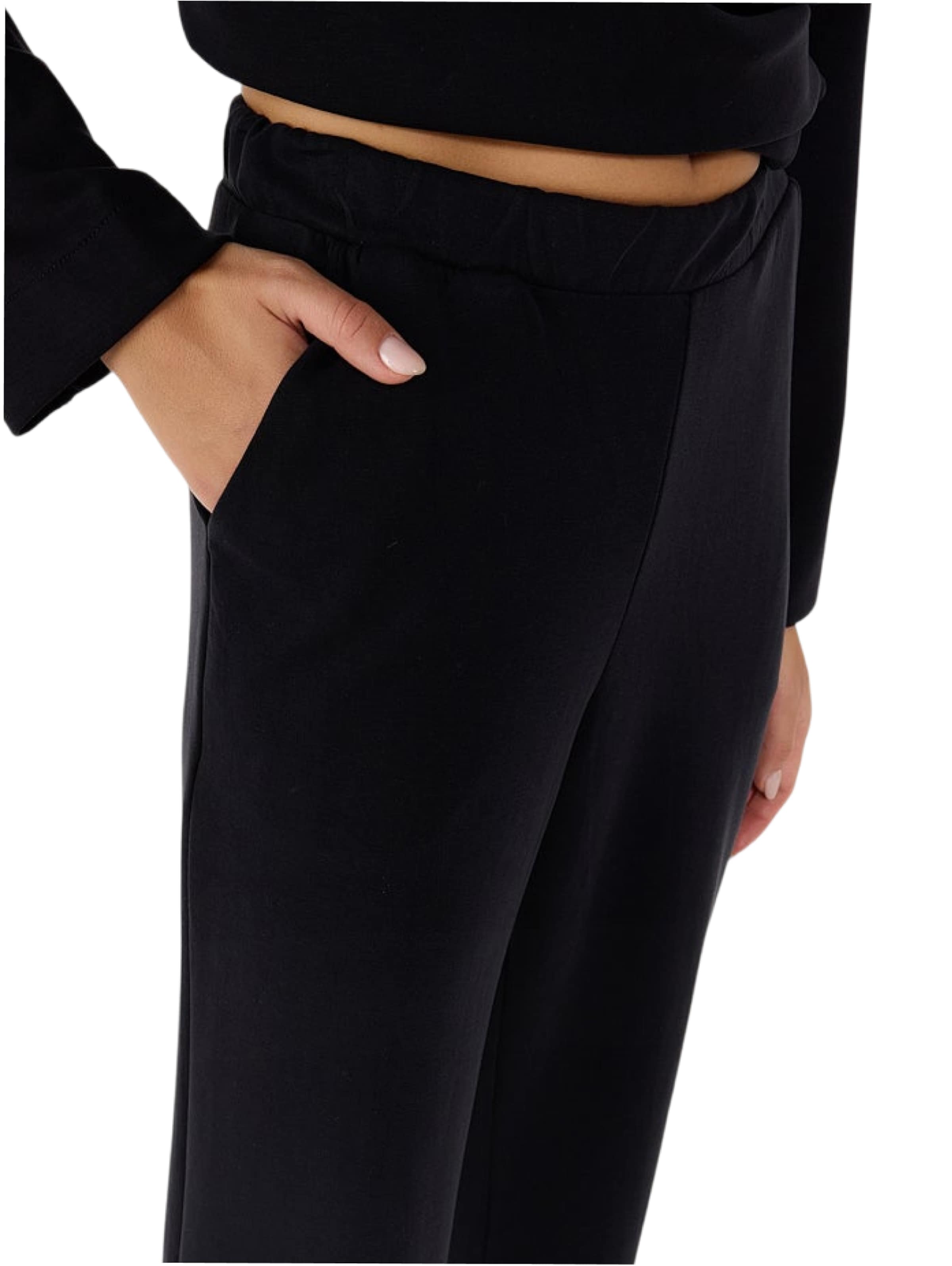 No Matter What Wide Leg Hose in Schwarz