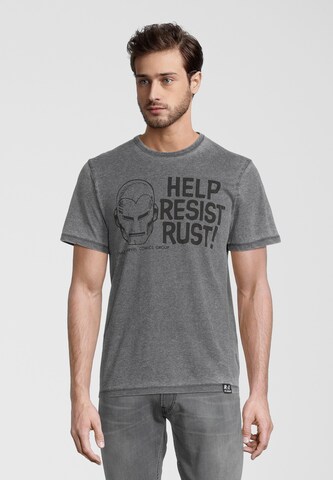 Recovered Shirt 'Marvel Help Resist Rust' in Grey: front