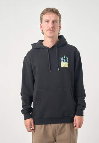 Cleptomanicx Kapuzensweatshirt 'Classic Hooded Gathering' in Schwarz: Vorderseite