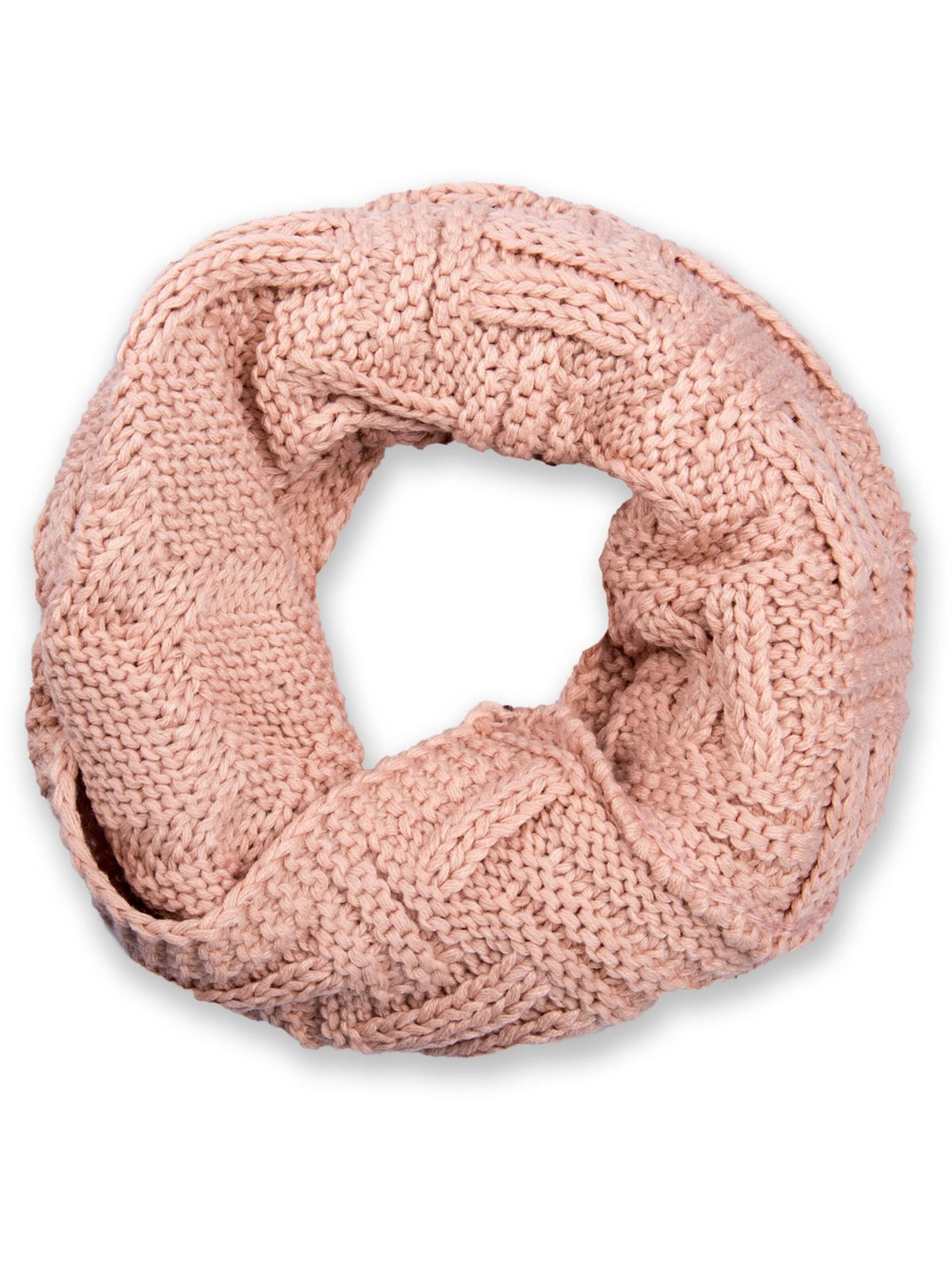 styleBREAKER Schlauchschal 'Strick Loop mit Gitter und Rippenmuster'‌‌‌‌ in Pink: Vorderseite