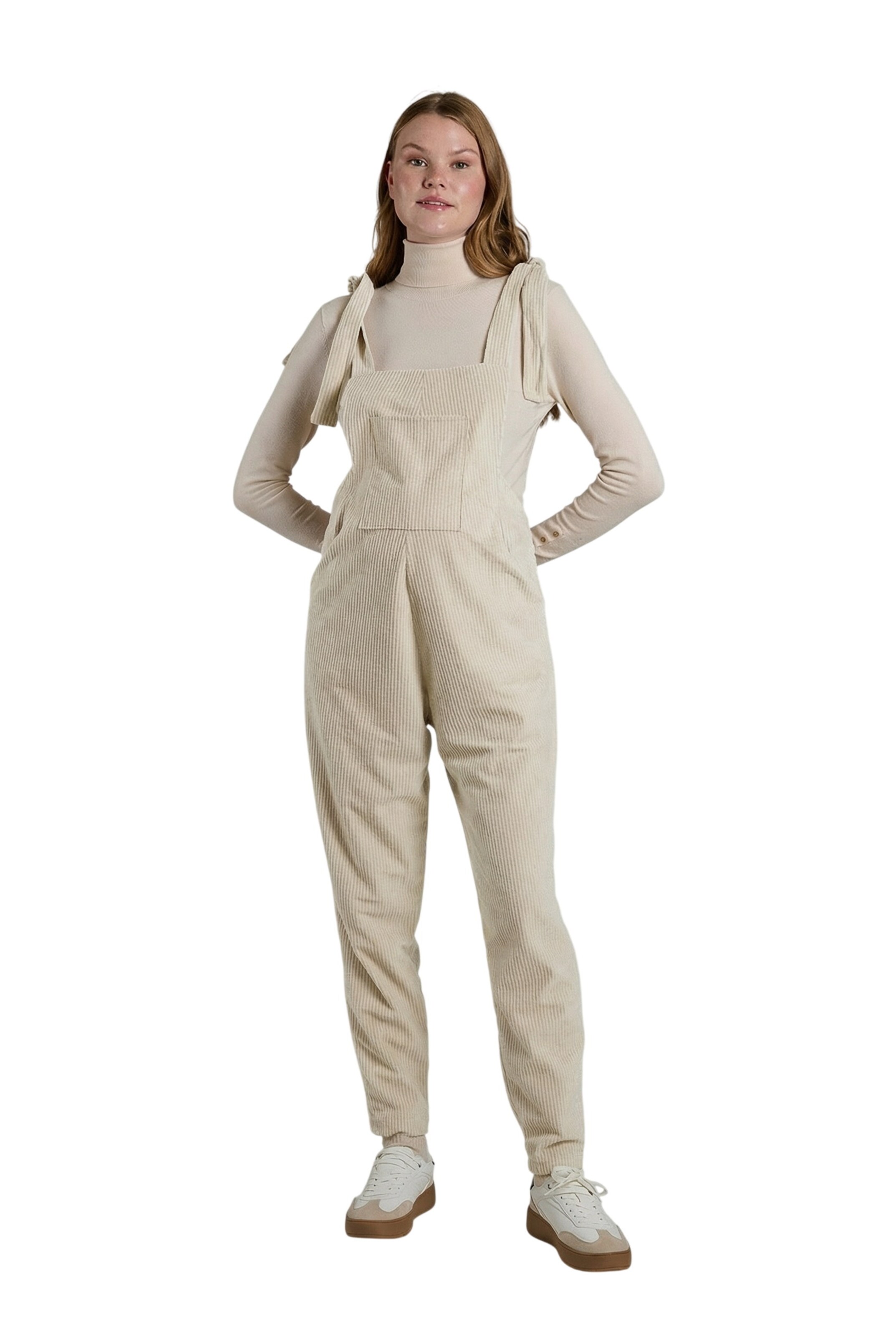 LYN MAMA Regular Dungarees in White: front