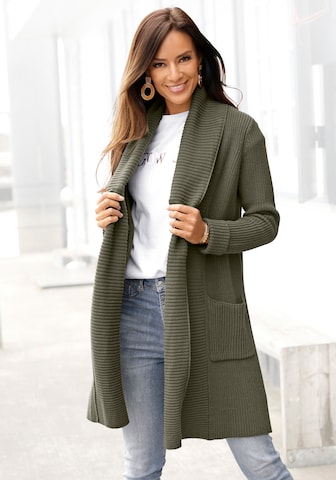 LASCANA Knit Cardigan in Green: front