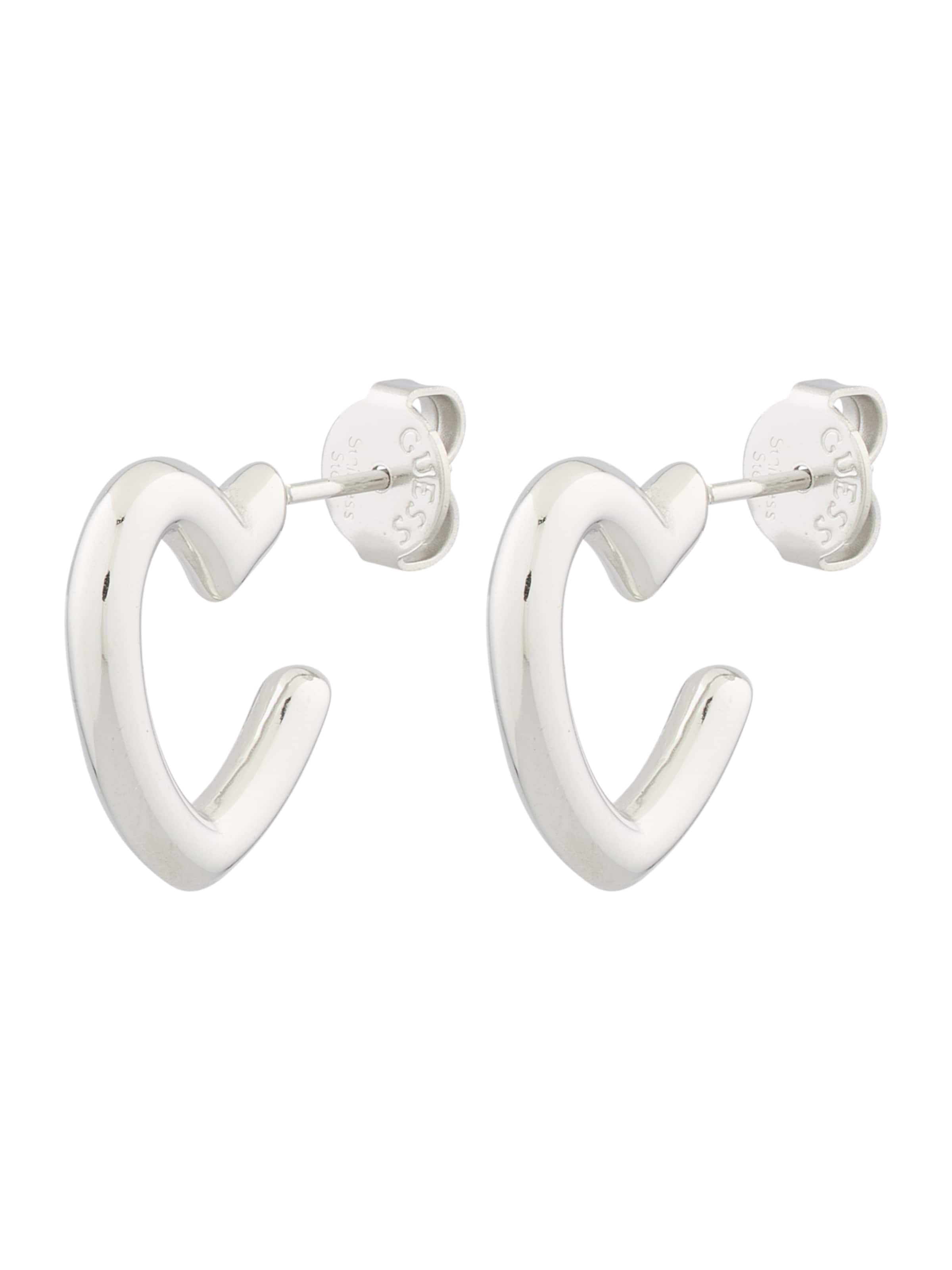 sudrabs GUESS Auskari 'HEART': no priekšpuses