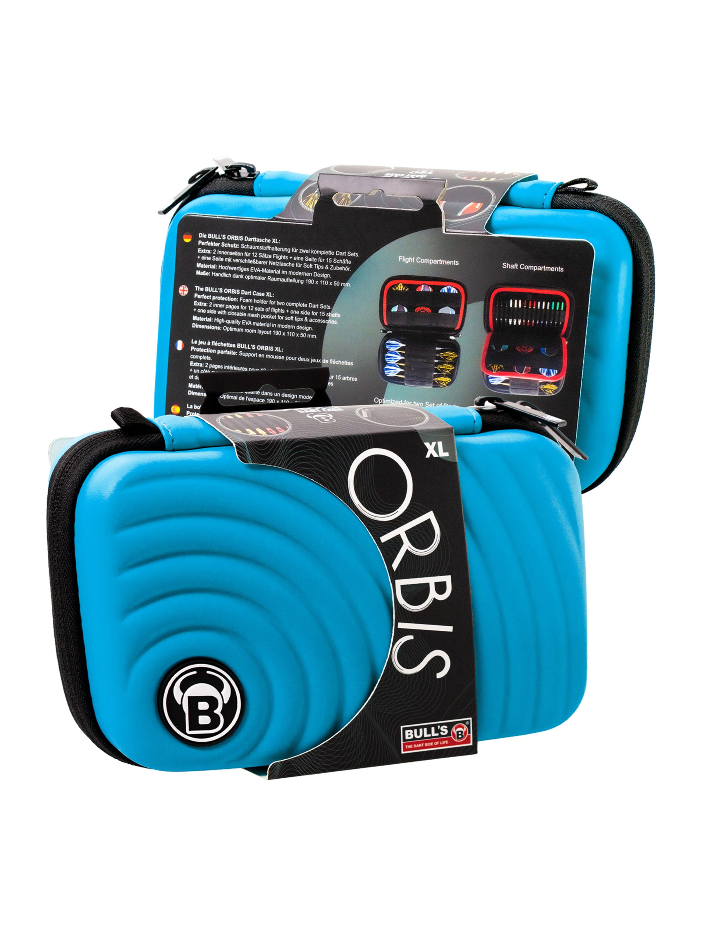 BULL'S Dartcase ' Orbis HS Carbon Darttasche Dartbox Pfeilaufbewahrung Darts-Etui ' in Blau: Vorderseite