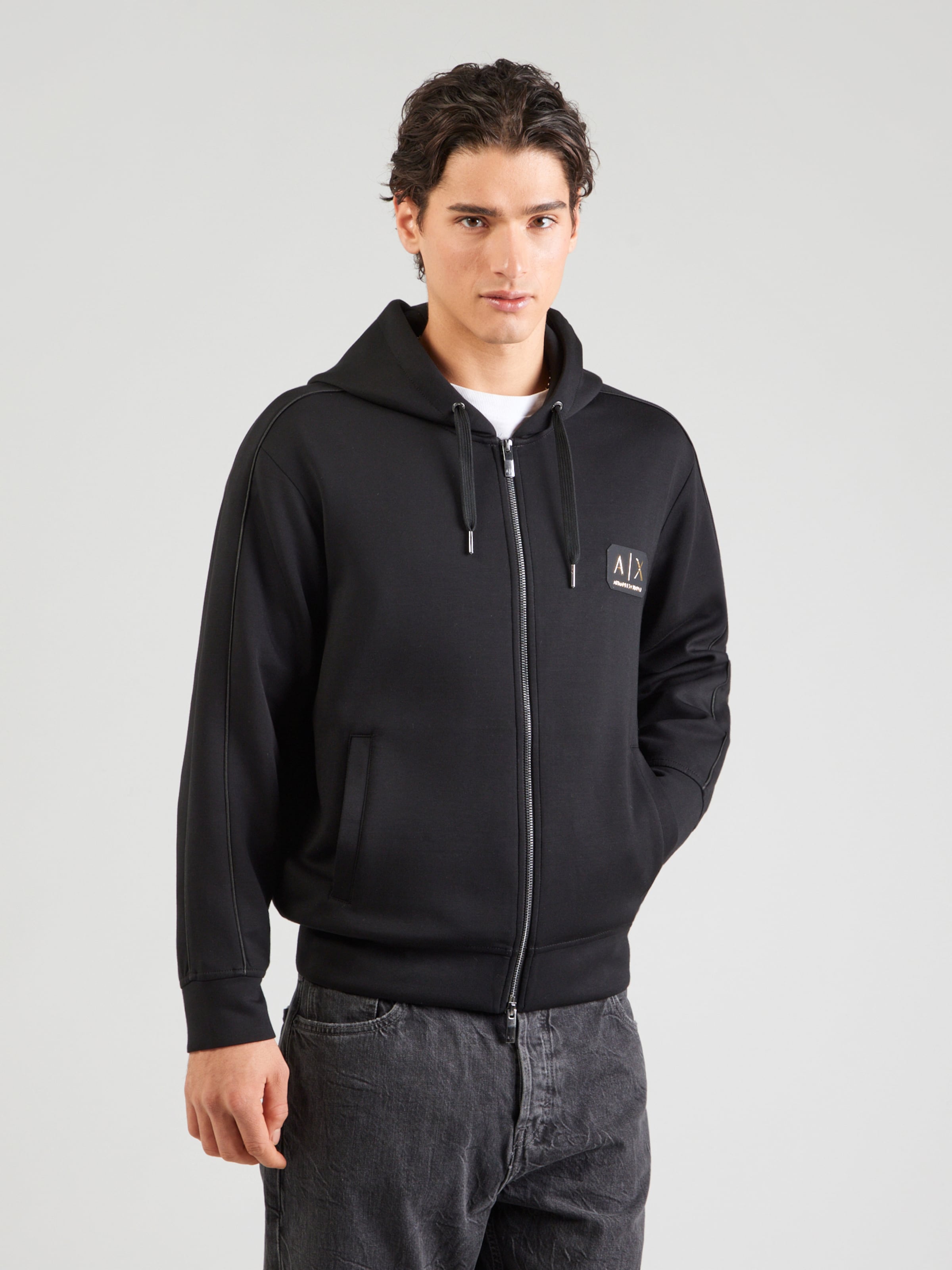 ARMANI EXCHANGE Zip-Up Hoodie in Black | ABOUT YOU