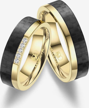 MARRYA Ring 'MARRYA ES-24 Ehering aus Edelstahl - Gold plattiert mit Carbon' i gul: framsida