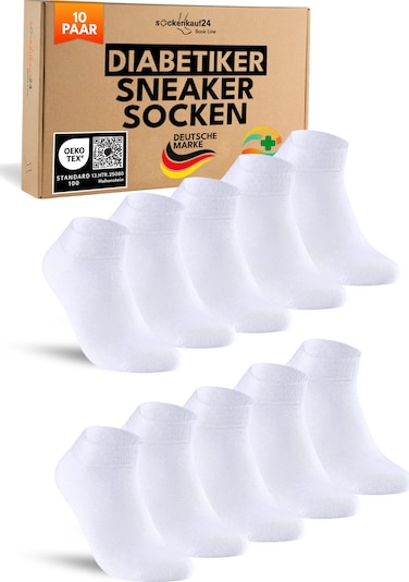 sockenkauf24 Socken 'Diabetiker Sneakersocken' in 35-38 in weiß, Produktansicht