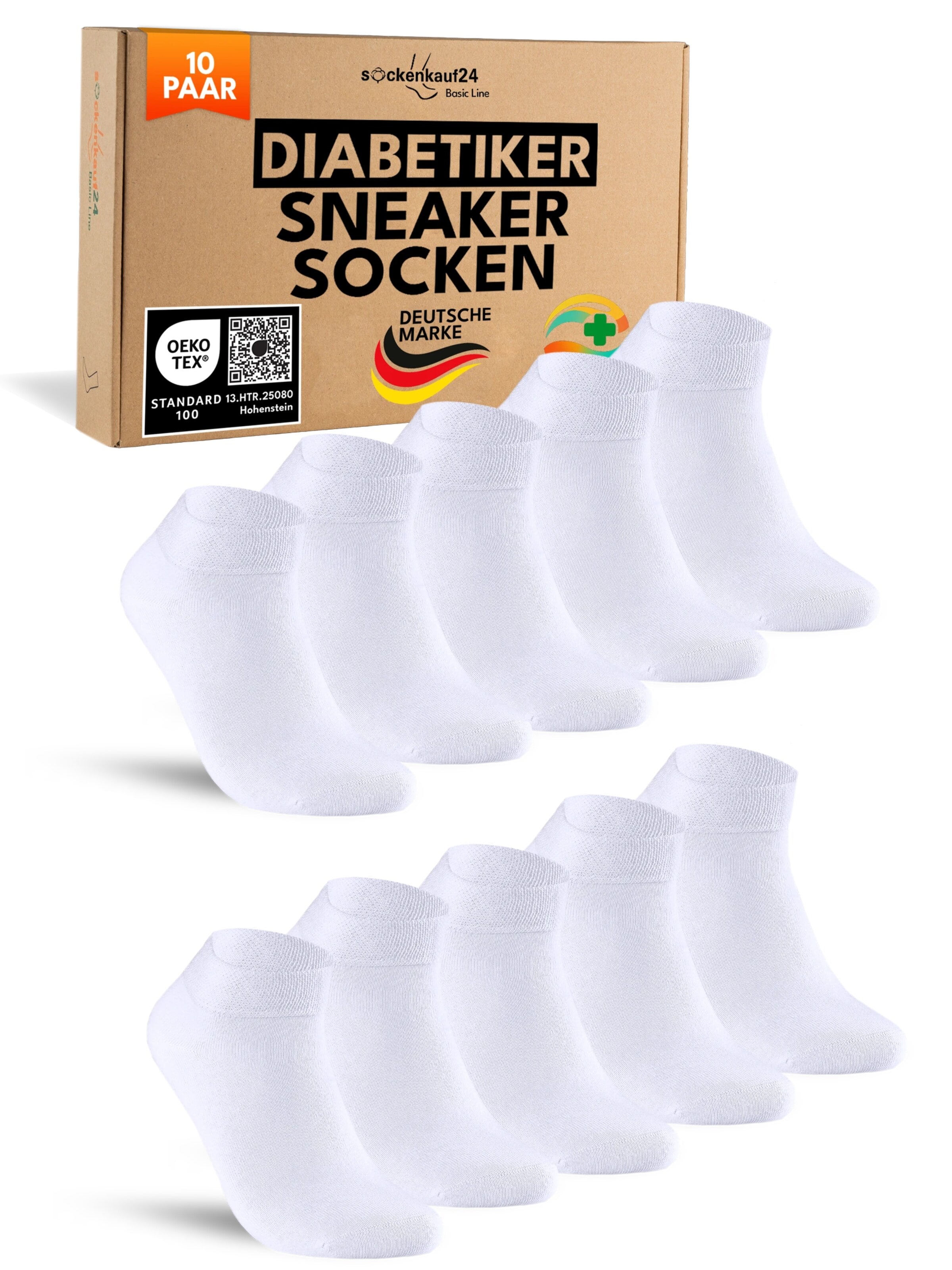 sockenkauf24 Socks 'Diabetiker Socken' in White: front