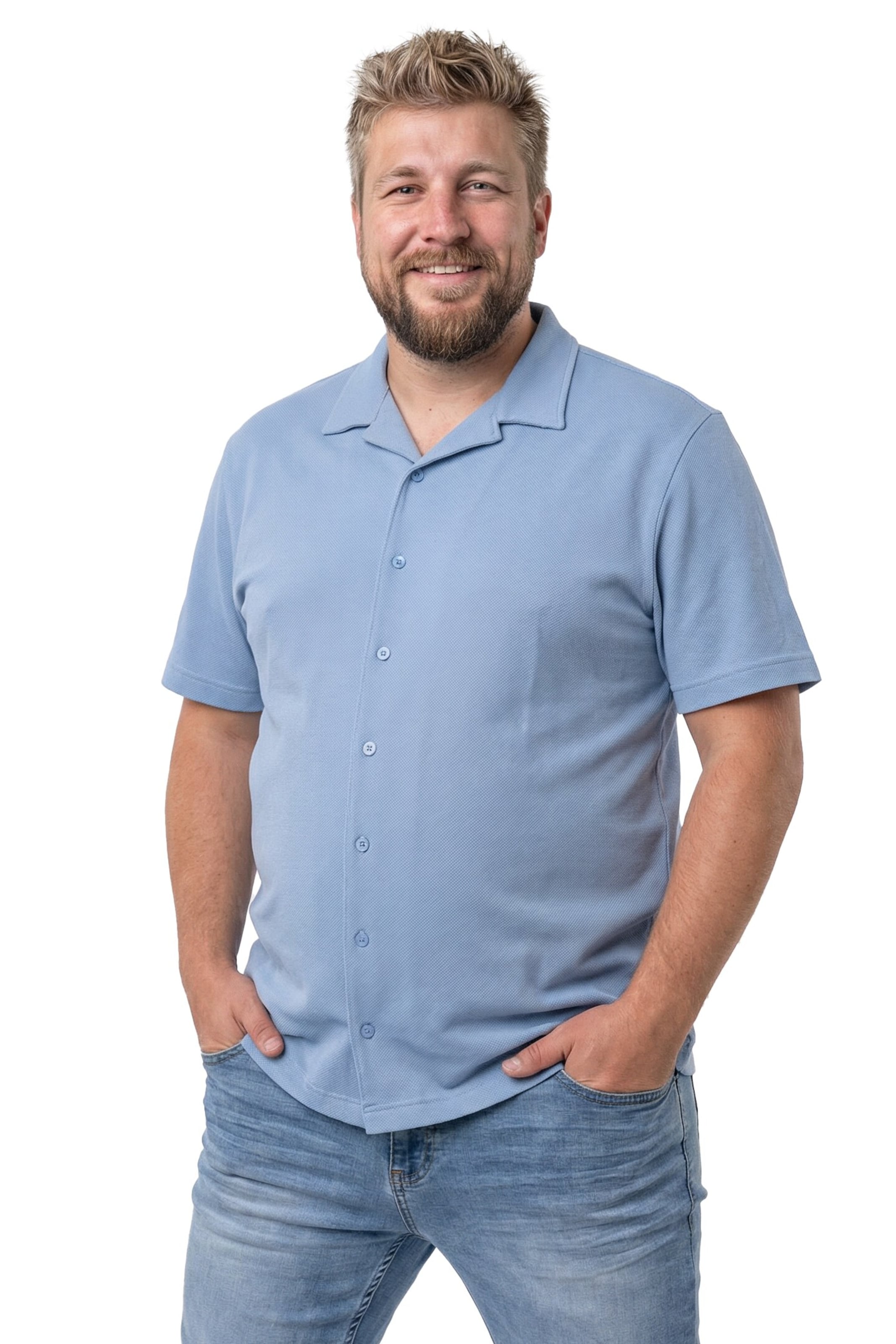 Men Plus Comfort Fit Hemd in Blau: Vorderseite