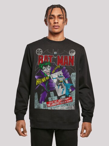F4NT4STIC Sweatshirt 'Batman Joker Playing Card Cover' in Zwart: voorkant